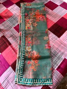 Unused Floral Organza Saree