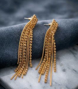 Elegant Gold Tassel Earrings