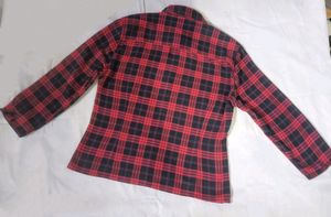Red Full Sleeves Ketch Cotton Check Shirt Women