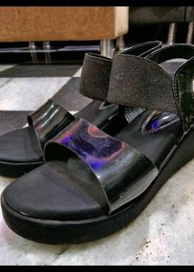 Chic Black Wedge Sandals