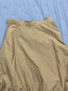 Tan Ruffled Midi Skirt