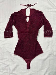 Burgundy Lace Bodysuit, looks premium