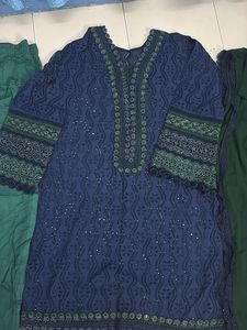 Beautiful  Blue Kurta Set with Green Pants