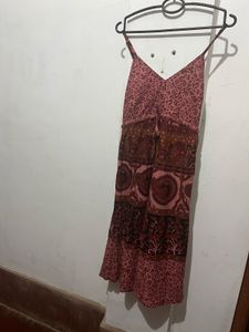 Length-38,,Boho Print Tiered Midi Dress