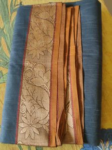 Elegant Blue Saree with Gold Border