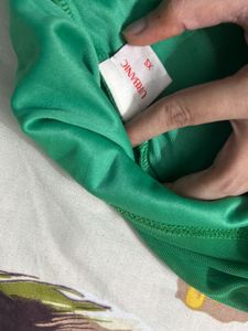 urbanic Emerald Green Ruched Puff Sleeve dress
