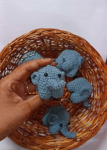 Crochet Elephant Keychains - Handmade Charm