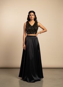 Sparkling Black Sequin Padded Blouse