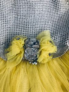 Light Yellow And Silver Party Wear Frock