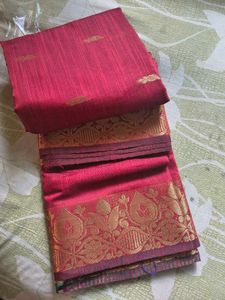 Elegant Pink Silk Saree with Golden Border (combo)