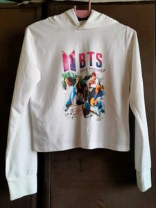 BTS Graphic Print Crop Hoodie