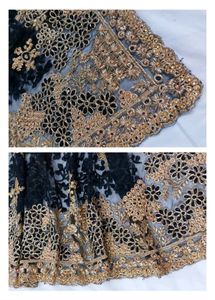 Black &amp; Gold Zari Work Embroidered Net Saree
