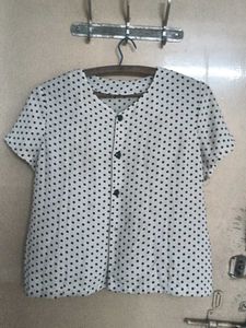 Polka Dot Button-Up Blouse