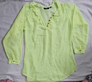 Lime Green Sheer Tops