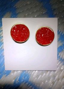 Sparkling Red Druzy Stud Earrings