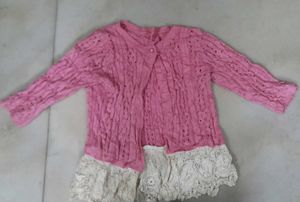Chic Pink Lace Trim Cardigan