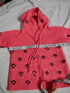 [unisex]Handmade Adorable Pink Hooded Knit Sweater