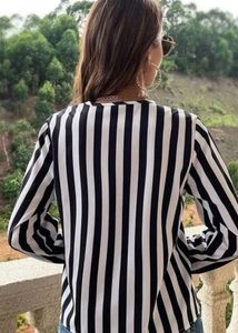 Chic Black &amp; White Striped Button-Up Top
