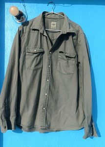 Men's Classic Olive Green Casual Shirt