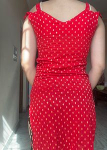 Red Kurti With Golden Work