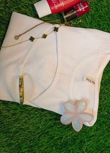 White Ribbed Cut-out One piece