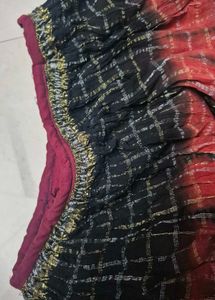 Red &amp; Black Checked Ethnic Skirt