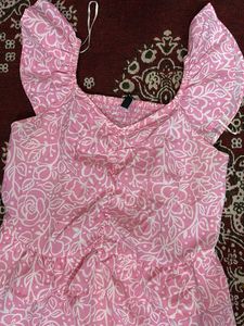Pink Floral Ruffle Dress