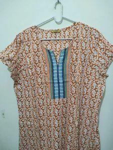 Aurelia orange white Printed kurta
