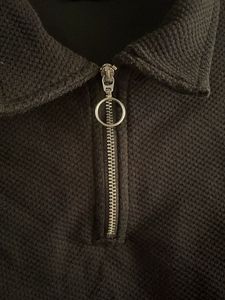 Black Cropped Zip-Up Top