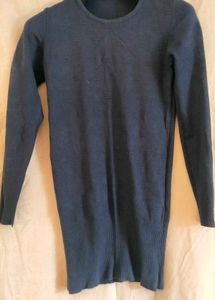 Orange Ribbed V-Neck Long Sleeve Top