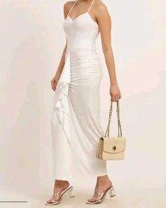 White Ruched Maxi Dress