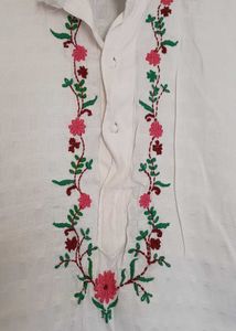White Hand Embroidered Kurta