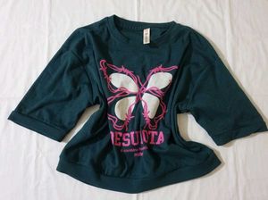 Dark Teal Butterfly Graphic T-Shirt