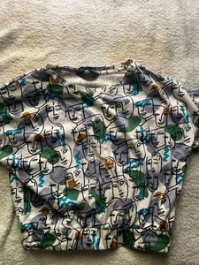 Unique Face Print Cropped Top