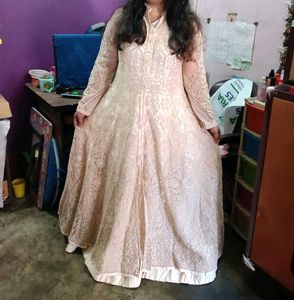 Elegant Embroidered Beige Anarkali