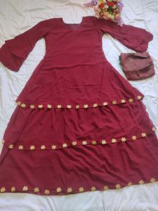 Elegant Maroon Tiered Dress