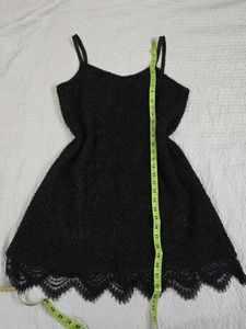 Black Textured Lace Trim Mini Dress bust 36