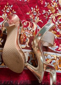Gold Embellished Heeled Sandals