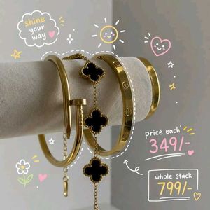 Elegant Gold & Black Clover Bracelets