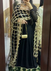 Elegant Black Anarkali with Embellished Dupatta