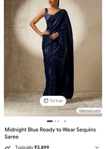 Elegant Midnight Blue Sequin Saree