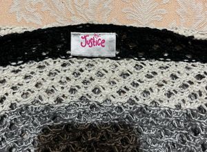 Striped Crochet Knit V-Neck Sweater