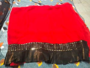 red georgette saree for karwachauth