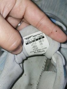 White &amp; Blue Lace-Up Sneakers