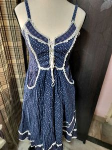 Vintage Blue Polka Dot Midi Dress