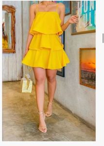 Vibrant Yellow Tiered Sundress
