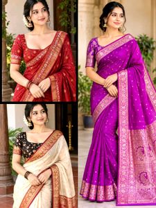 1new silk  purple saree and 2bliouse