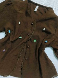 coffee brown cue top