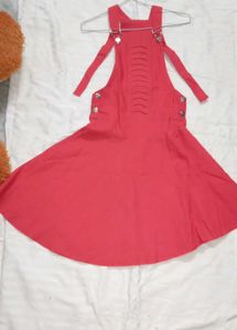 Chic Red Pinafore Dress