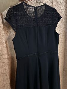 H&amp;M Navy Lace Detail A-line Dress